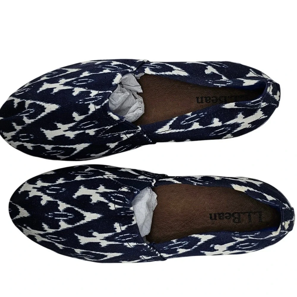 LLBean Womens Shoes Slip On Ikat Print Navy White Size 7‎ Medium Flat Espadrille - Picture 6 of 9
